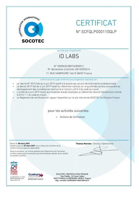 Certificat Qualiopi - iDLabs